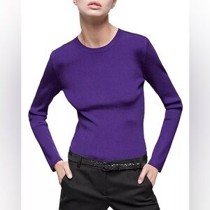 The Kooples Purple Ribbed Knit Sweater Top Size Large